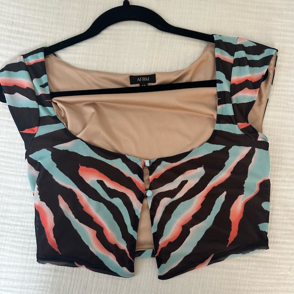 AFRM Revolve Nylah Crop Top in Zebra - Picture 4 of 5